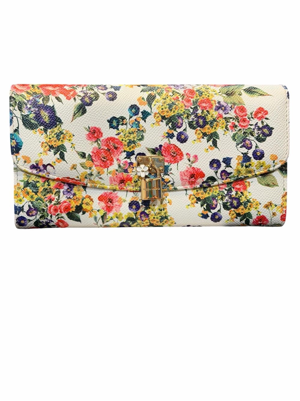 Dolce & Gabbana White Floral Envelope Wallet with Multicolor Bouquet Print - Picture 3 of 9